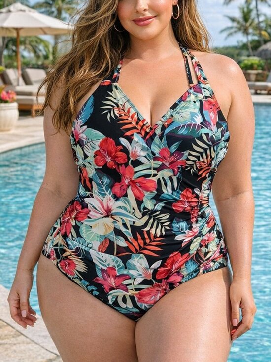 Swim365 Other - Swim 365 Tropical Floral Sarong Front One Piece Swimsuit Plus Size 24 H14334